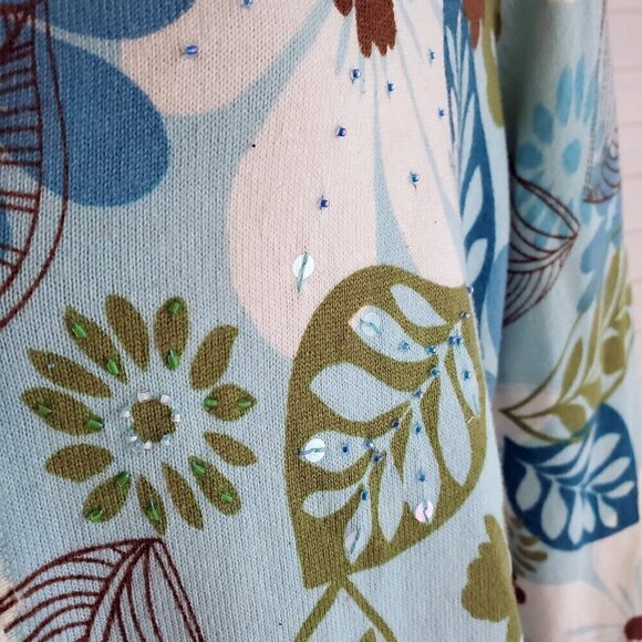 Alfred Dunner Sequin Embellished Floral Sweater Size L - Picture 8 of 15